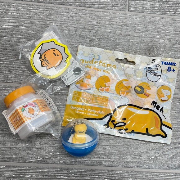 Gutetama the Lazy Egg Japanese Stickers Washi Tape and Keychain 4pc Lot NEW - Picture 1 of 12